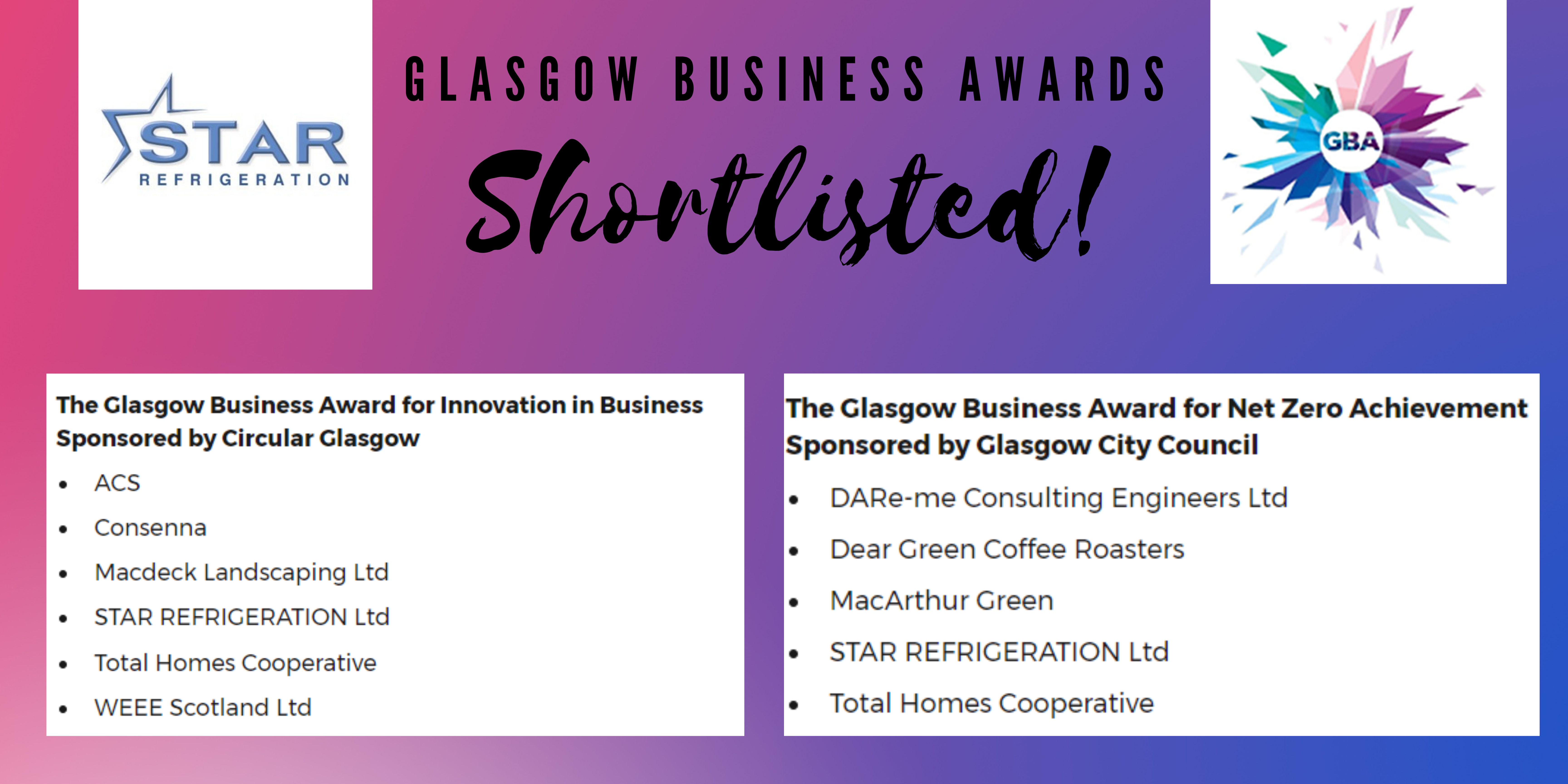 glasgow business awards shortlisted